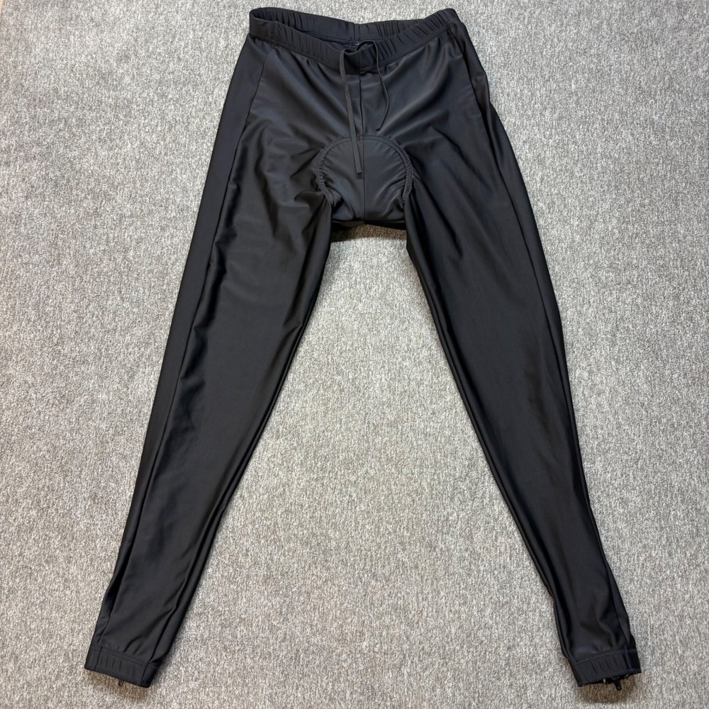 Canari Mens Black Padded Cycling Tights Size Medium Zipper Ankle‎ Bike Pants